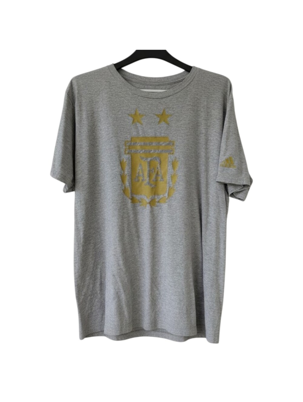 Adidas Argentina AFA Soccer T-Shirt Mens Large Gray Gold Crest Go-To Tee 22x27